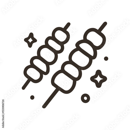 Two skewers of tasty treats. Icon symbol illustration