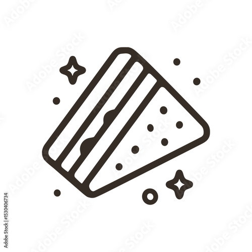 Triangular sparkly sandwich illustration art. Icon symbol illustration