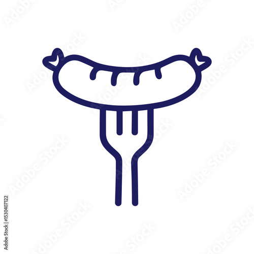 Sausage impaled on a fork. Icon symbol illustration