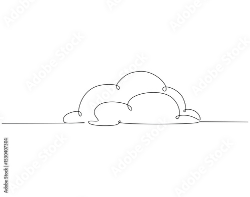 Cloud continuous line art. Cloud one line drawing. Sky concept vector illustration