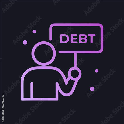 Person carries financial burden sign. Icon symbol illustration