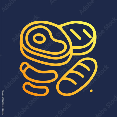 Meaty feast awaits grilled and savory. Icon symbol illustration