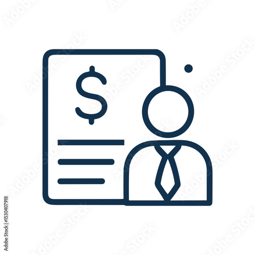 Financial Advisor Icon with Document  Person. Icon symbol illustration