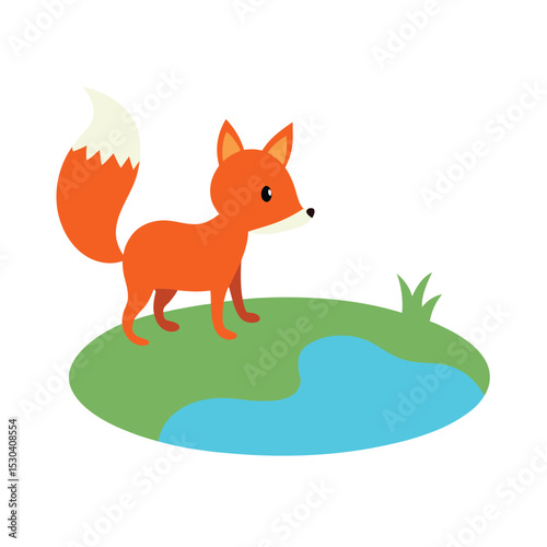 red fox and a squirrel vector illustration