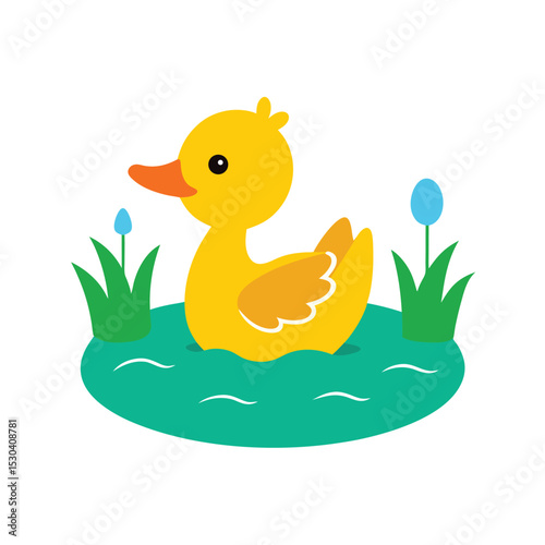 duck swimming across a pond cartoon vector art