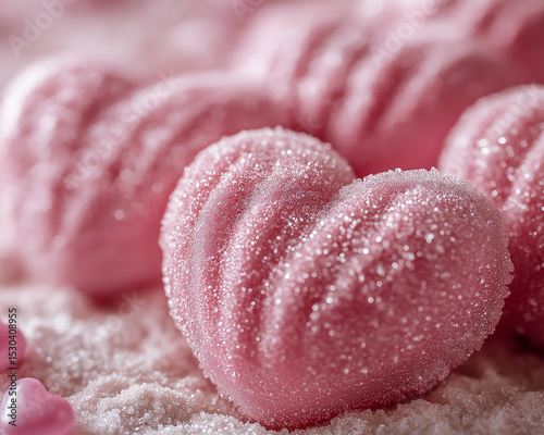 Heart-shaped cookies and candies for sweet Valentine's Day gifts, special festivals