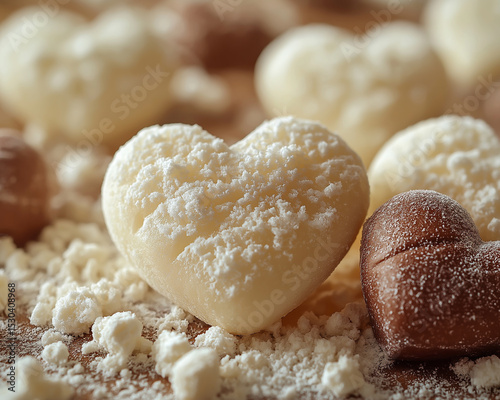 Heart-shaped cookies and candies for sweet Valentine's Day gifts, special festivals