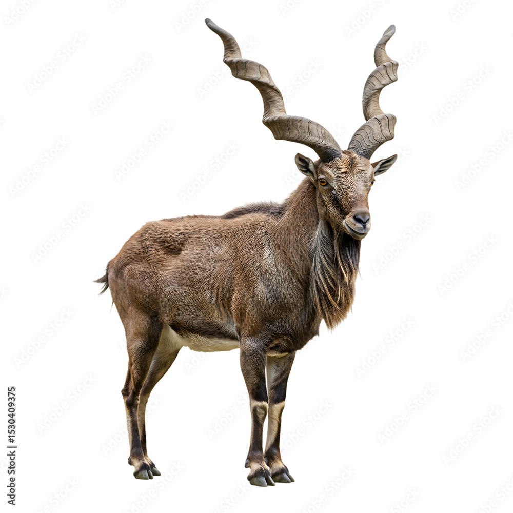 Fototapeta premium Majestic Markhor: Wild Goat with Impressive Horns