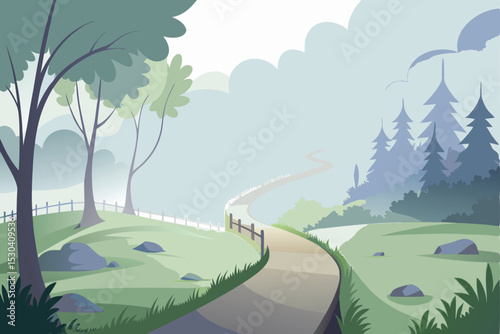 Foggy morning path