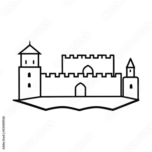 Simple Black and White Castle Outline