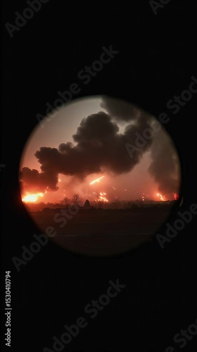 Wallpaper Mural Realistic Night War Conflict Explosion Smoke Fire Destruction Battle Torontodigital.ca