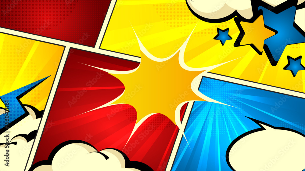 Cartoon Pop Art Comic Style Boom Background