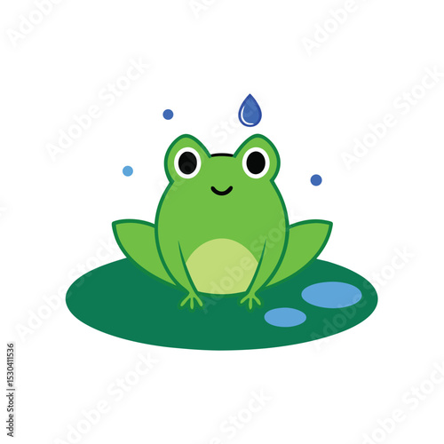 green frog lily pad on white background