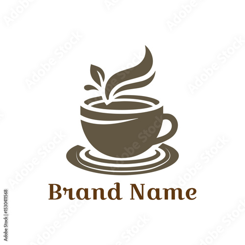 Hot coffee cup icon illustrating a cafe beverage design with steam and aroma
