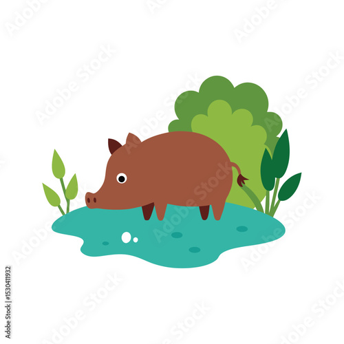 vector illustration of a cartoon pig 