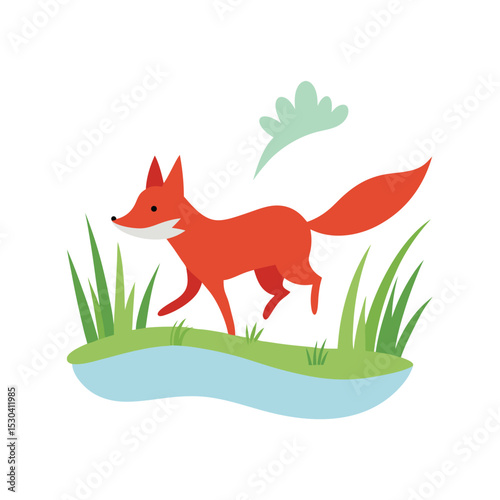 fox in the grass vector