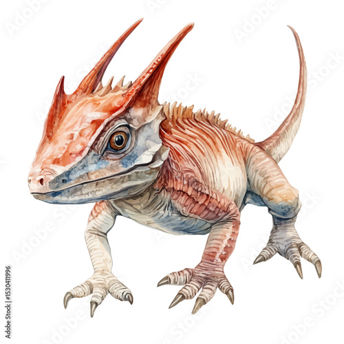 watercolor of Cynognathus, vector, isolated on a white background.