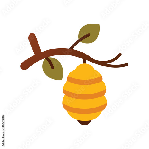 beehive on tree branch cartoon vector art.