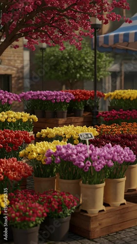 Vibrant Tulips Display Flowers at Market Spring Floral Garden