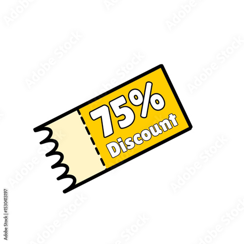 75% discount coupon is simple yellow design, best voucher.