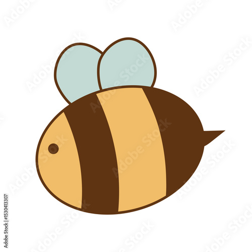 Simple cartoon bumblebee illustration in soft pastel colors with rounded shape and wings