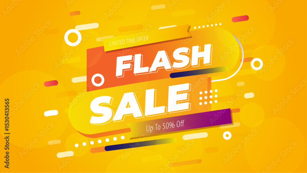 Obraz premium Flash Sale Banner Design With Yellow Theme and Promotional Text