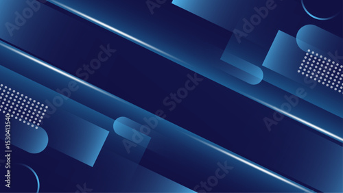 Abstract Blue Geometric Background with Light Effects and Patterns