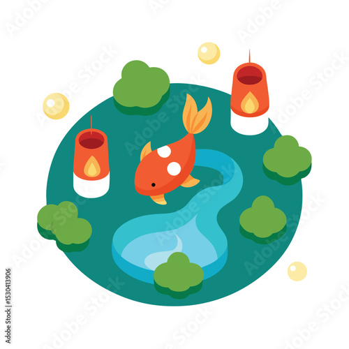 cat and fish in the pond