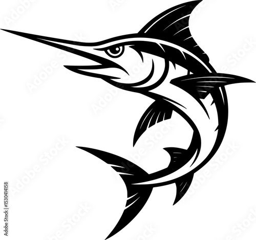 Dynamic Silhouette of Swordfish Mascot Leaping Forward