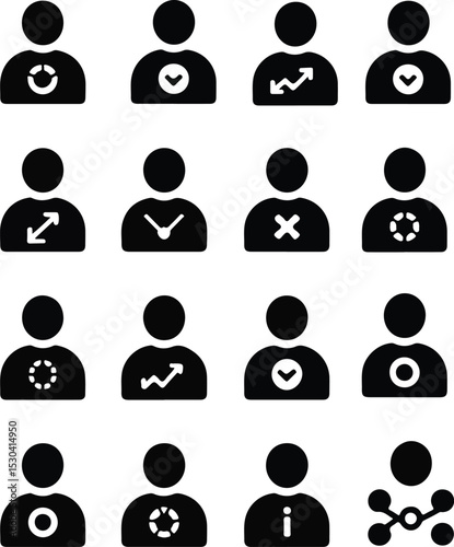 Market Segmentation, Workflow, and Analytics Dashboard Icons – Strategy, Analysis, Metrics, App Settings, and Business Intelligence Symbols in Vector Format