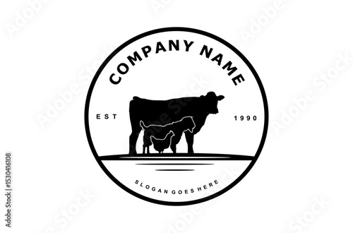 Pet farm animals countryside logo design illustration