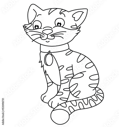 Cute cartoon hand drawn vector funny cat outline.