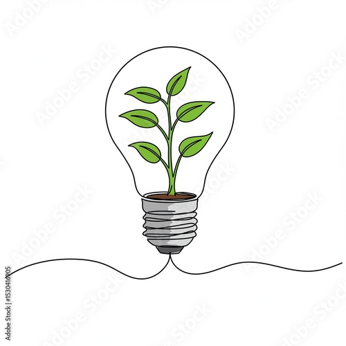 Plant growing in lightbulb concept for green energy and innovation