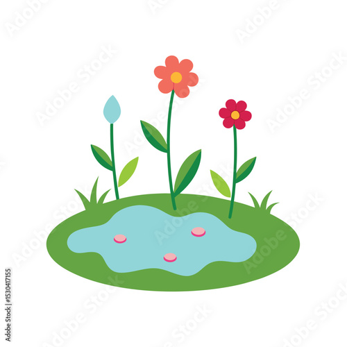 frog in the pond vector art