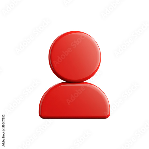 Red Glossy Avatar Icon User Profile Symbol Person Placeholder 3D Rendering on transparent background