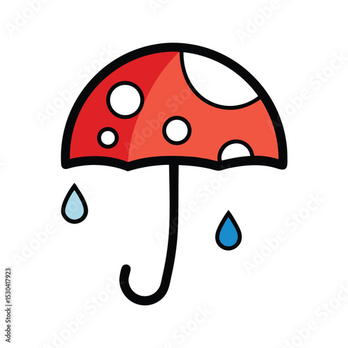 mushroom umbrella with rain droplets cartoon
