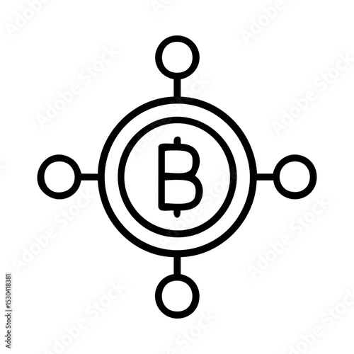 Cryptocurrency network icon with bitcoin symbol