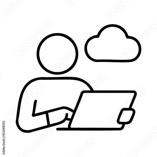 User working on tablet with cloud symbol for remote access