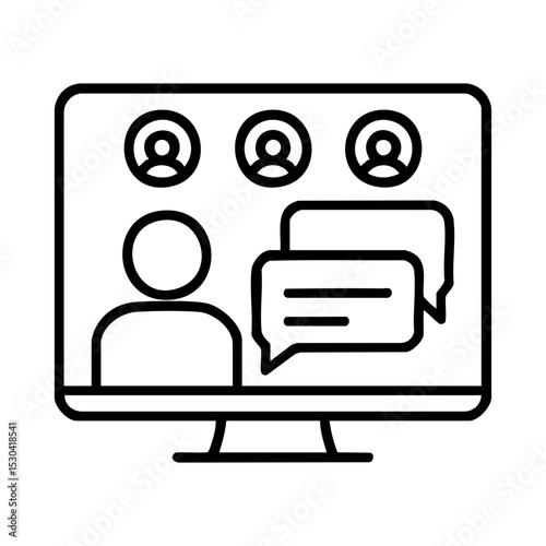 Online team chat icon with users and message bubbles visible