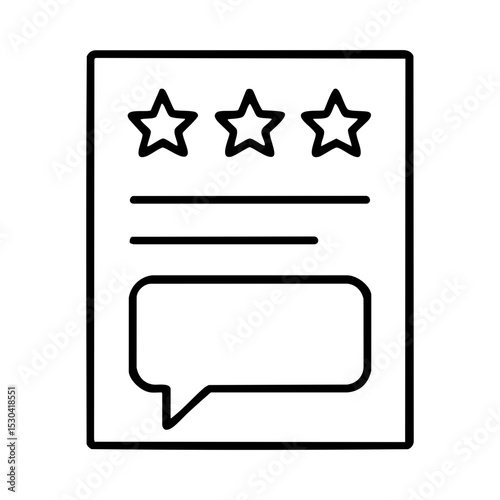 Customer review icon with stars and comment bubble feedback