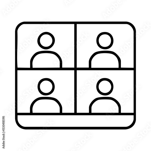 Group video call icon with four participants in screen layout