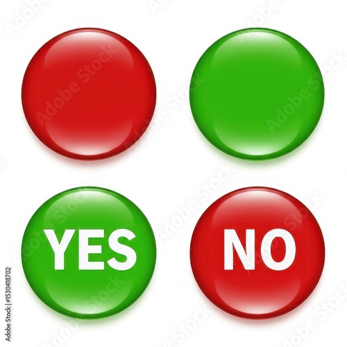 Buttons with yes and rejection options for decision making choice