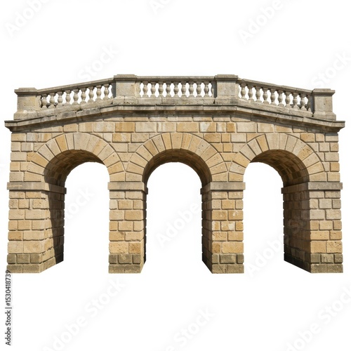 Stone archway architecture design structure with balustrade detail