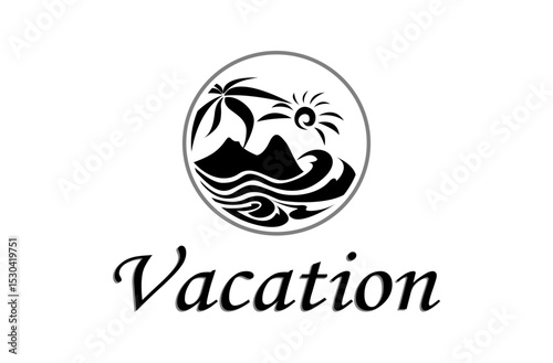 Vacation beach holiday nature logo design illustration