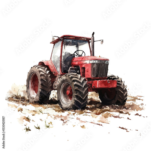 Cultivator, watercolor clipart vector, isolated on a white background.