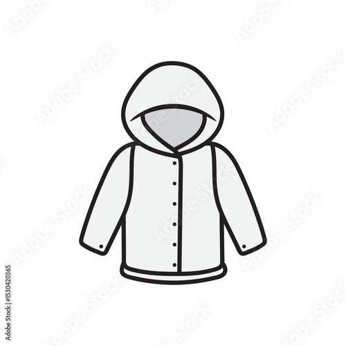 Child rain coat hand drawn outline doodle icon template. Warm child coat or jacket for stormy weather vector illustration, mobile and infographics isolated on white background