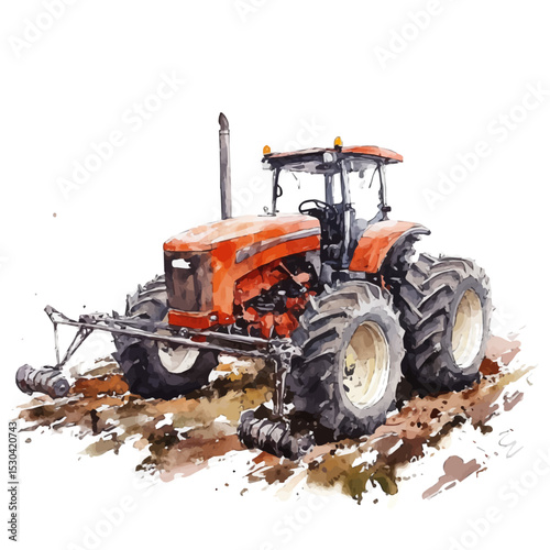 Cultivator, watercolor vector, isolated on a white background.