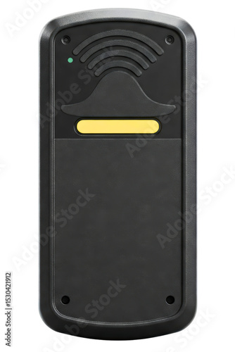Modern RFID card reader with illuminated slot for secure access control isolated on a transparent background