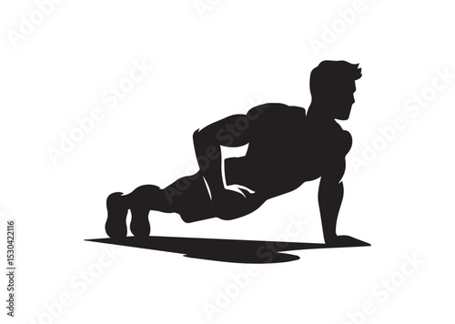 A man doing a push up Silhouette Vector