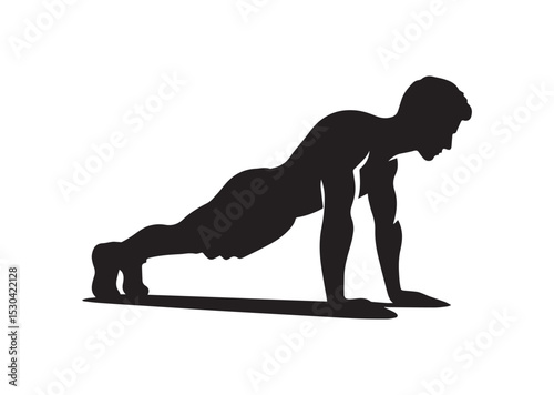A man doing a push up Silhouette Vector